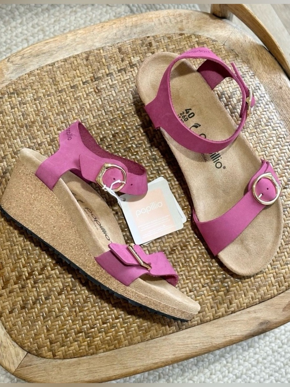 Birkenstock 💅🌴 Papillio Soley Ring Buckle Wedge Pink Ankle Strap 36 37 38 39 40